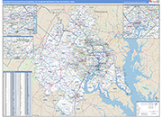Washington-Arlington-Alexandria Metro Area Wall Map Basic Style